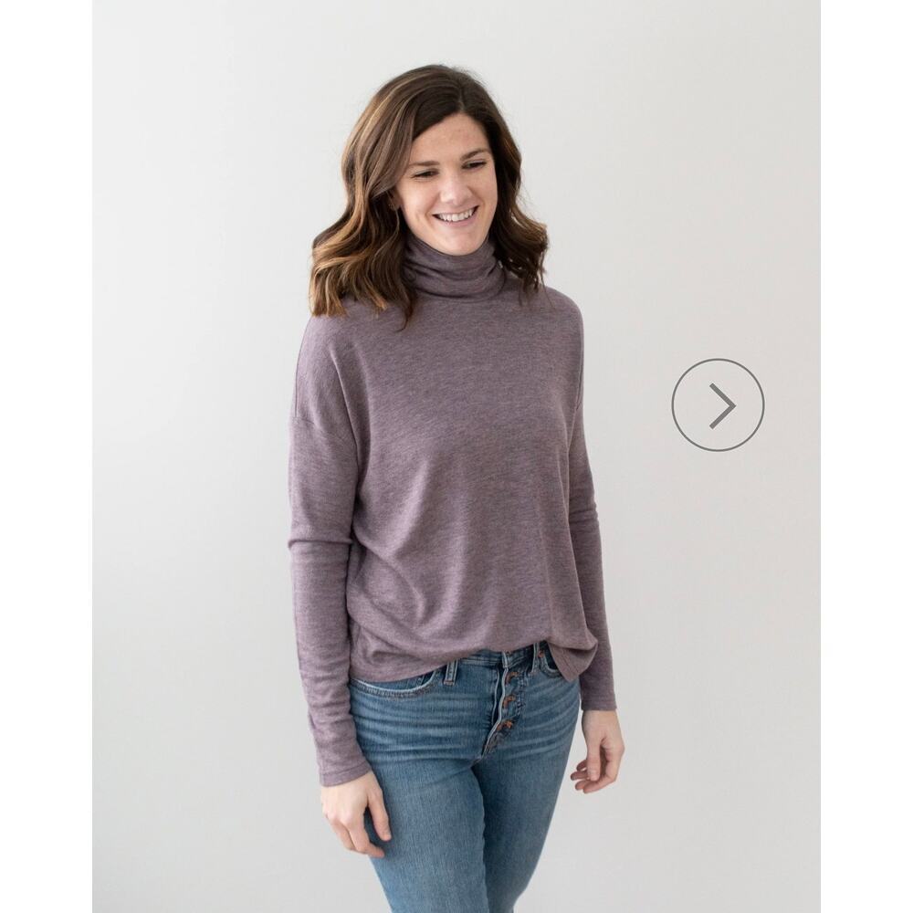Thom Kelly Cori Turtleneck Heather Eggplant Purple Sweater Top Wool Blend Medium - Picture 2 of 6